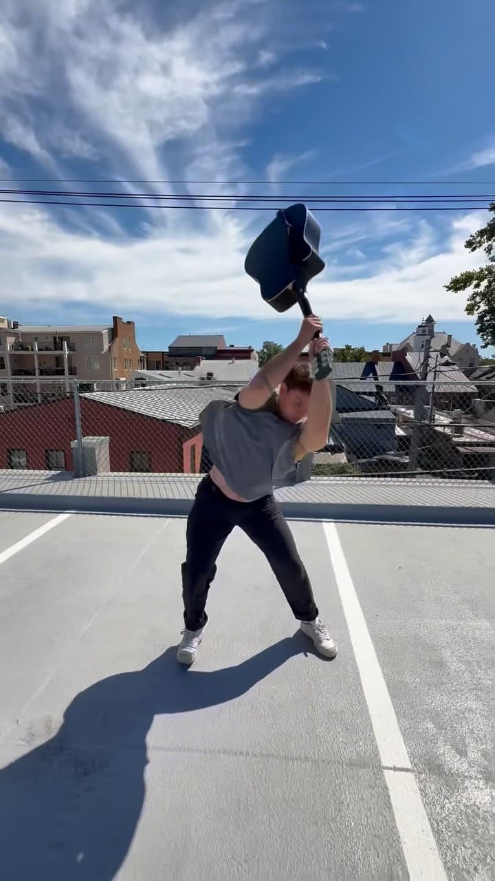 Sean Hodel training on the rooftop of the Bright Box building in downtown Winchester, Virginia